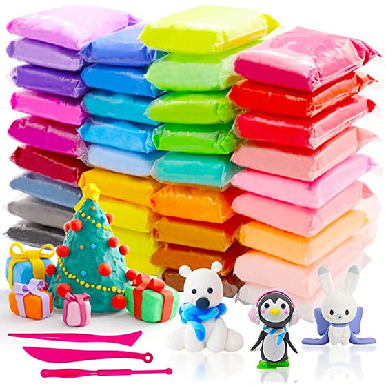 36 Colour Air Dry Clay Kit - Perfect Gift For Creative Kids - Add to Butter Slime - Glitz Your Life